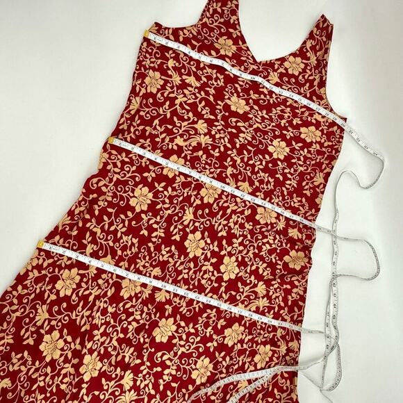 Talbots Intimates Silk Cranberry/Tan Floral Robe & Nightgown Size Medium Petite - Picture 12 of 13